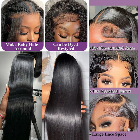 HD Transparent Lace Front Human Hair Wig 13x4 13x6 Straight Frontal Wig Pre Plucked 5x5 HD Lace Closure Wig Beliself Hair