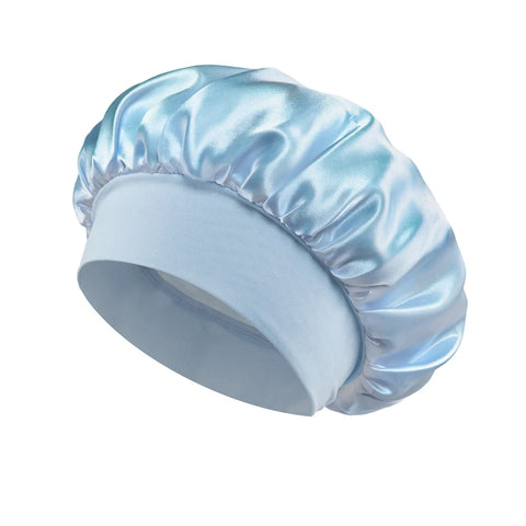 1pc Women's Solid Color Satin Wide-Brimmed Shower Cap, Suitable for Daily Use Silk Bonnet Satin Bonnet Shower Cap