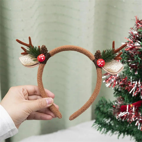 Christmas Hair Hoop Antler Christmas Headwear Hair Band Fashion Red Winter Plush Cute Headband Hair Clip New Hair Accessories