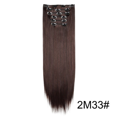WIGSIN Synthetic 6pcs/set Long Straight Clip-in Hair Extension Invisible Seamless Extension Black Brown Hairpiece for Women