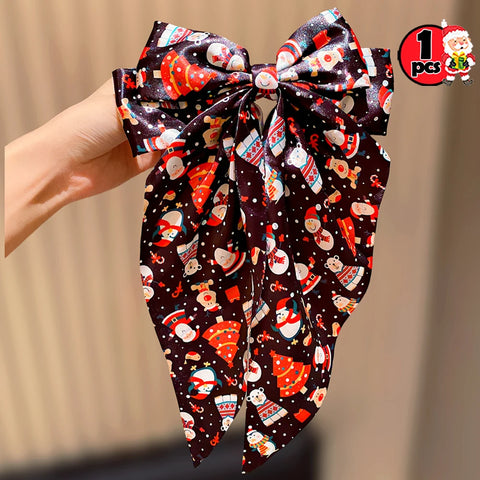 Girls Multicolor Bowknot Hair Clips Christmas Elements Hairpins with Snowflake Santa Claus Reindeer Designs for Holiday Gift