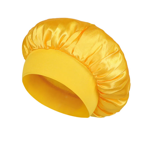 1pc Women's Solid Color Satin Wide-Brimmed Shower Cap, Suitable for Daily Use Silk Bonnet Satin Bonnet Shower Cap