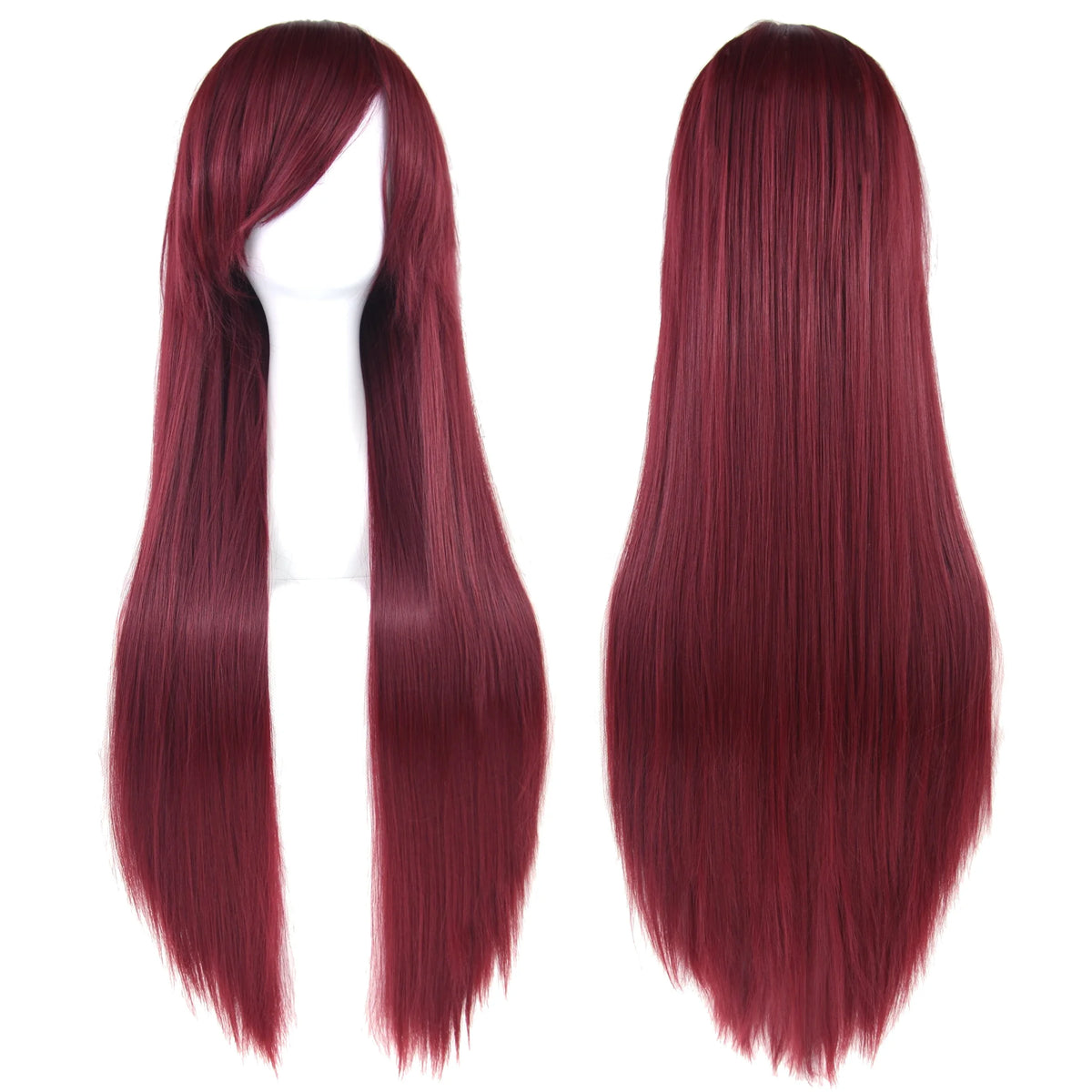 Soowee Long Synthetic Hair White Purple Cosplay Wigs Party Black Hair Straight Wig Hairpiece for Women
