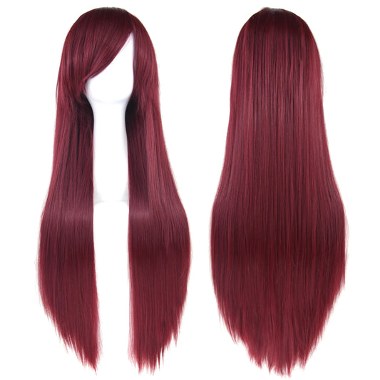 Soowee Long Synthetic Hair White Purple Cosplay Wigs Party Black Hair Straight Wig Hairpiece for Women