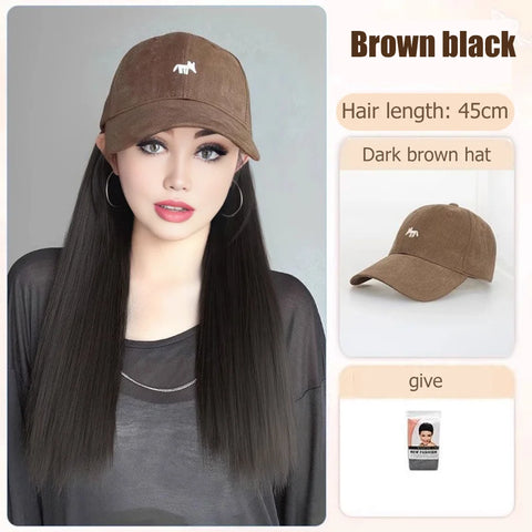 Synthetic12/16/18inch duckweave cap straight hair inward wig baseball capwater wave wig extensions ponytail daily Christmas