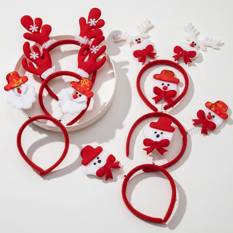 Christmas Decoration Headbands for Women Antlers Snowman Christmas Tree Head Buckle Decorations Xmas Party Gift Hair Accessories