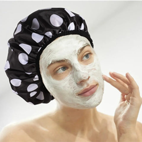 1PC Female Waterproof Shower Cap Double Layer Bath Hair Protector Sleeping Bonnet Efficient Waterproof Hair Cap Satin Bonnet