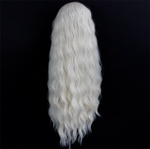 Platinum Blonde Wave Wig Synthetic Lace Front Wigs For Women Long Natural Wave Lace Hair White Black Pink Wig Loose Curl Cosplay
