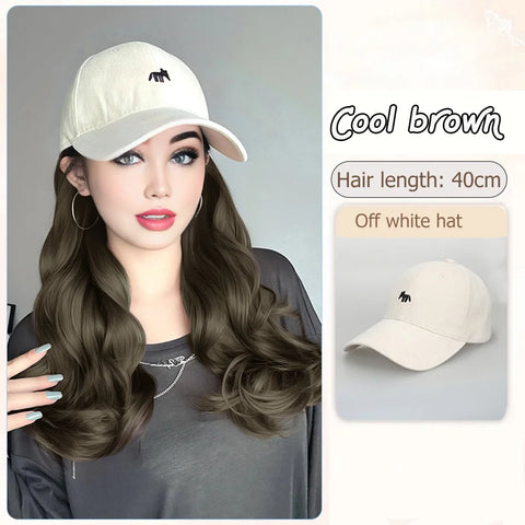 Synthetic12/16/18inch duckweave cap straight hair inward wig baseball capwater wave wig extensions ponytail daily Christmas