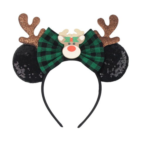 2024 New Christmas Mickey Minnie Mouse Headband Women Disney Ear Hairband Kids Xmas Party Hair Accessories Hot Festival Cosplay