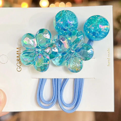2PCS New Lovely Colored Camellia Girls Kids Elastic Hair Bands Princess Hair Accessories Children Hair Ties Baby Headwear