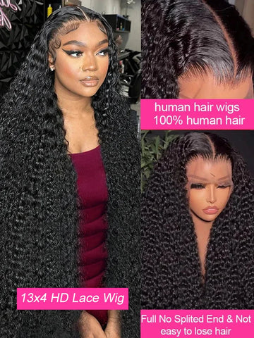 30 40 Inch 250 Density Curly 13x6 HD Transparent Lace Frontal Wigs Glueless 5x5 Closure Human Hair Deep Wave 13x4 Lace Front Wig