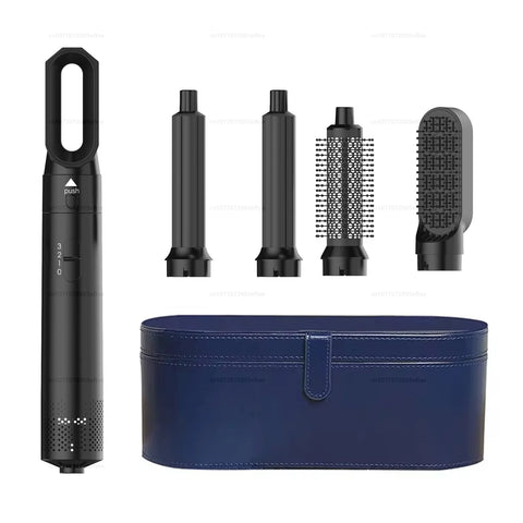5 In 1 Hair Dryer Hot Air Comb For Curling Straightening And Volumizing Hair With Detachable Attachments