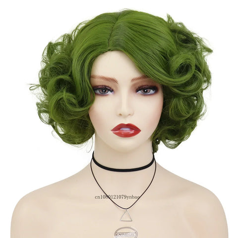 Synthetic Blue Short Big Curly Wigs for Women Girls Layered Wavy Bob Wig Cosplay Carnival Party Costume Halloween Lolita Wigs