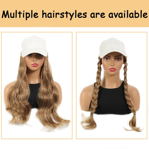 Off white duckbill cap large wave wig synthetic wig for women easy to wear and adjustable size for daily use