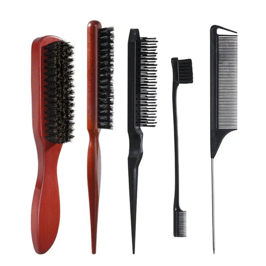 Mane Bristle Hair Brush Set with Fluffy Hair Brush Mouse Tail Hair Teasing Hairbrush Beard Shaving Brush Edge Hair Styling Tools