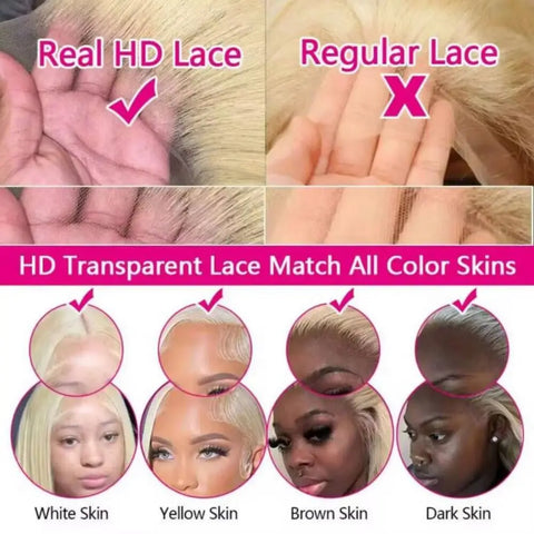 Blonde Body Wave Lace Front Wig HD Transparent 13x4 13x6 Frontal Human Hair 613 Pre Plucked Full Frontal Wigs 200% 40 50 Inch