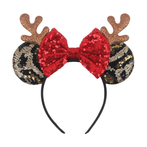 2024 New Christmas Mickey Minnie Mouse Headband Women Disney Ear Hairband Kids Xmas Party Hair Accessories Hot Festival Cosplay