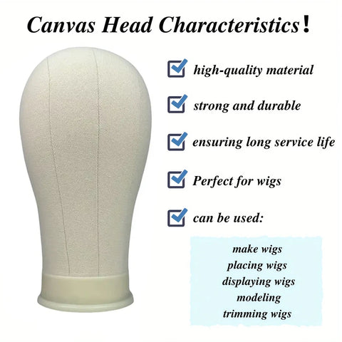 Soft Canvas Wig Head With Tripod Stand 22' Training Mannequin Canvas Head for Hairstyle Display DlY Making Wig Stand With Head