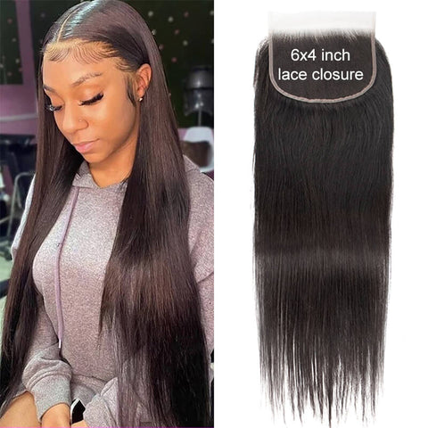 Straight Hair 6x4 Lace HD Closure Natural Color Human Hair
